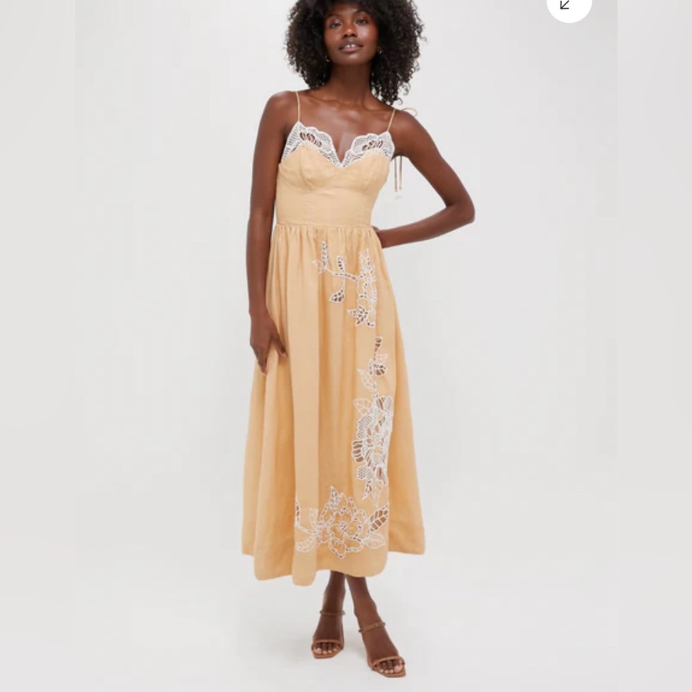 Farm Rio sand Richelieu cup midi dress